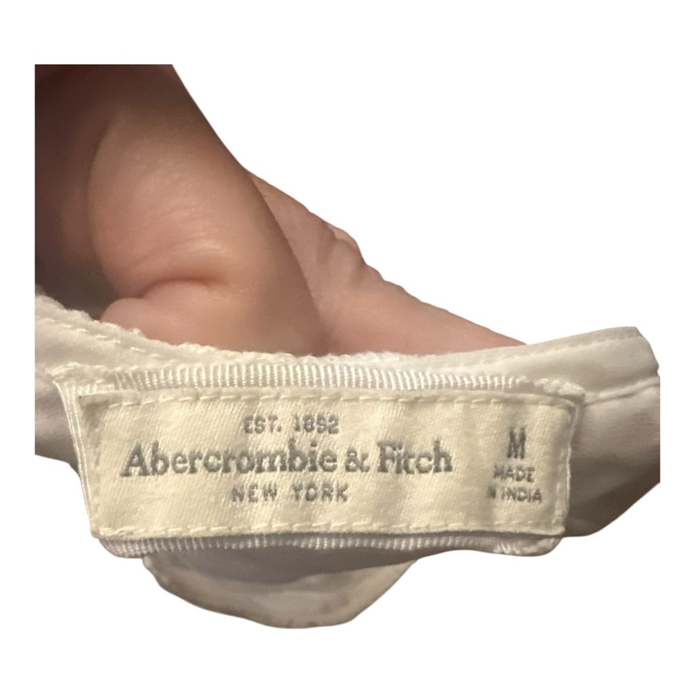 Abercrombie & Fitch Blue & White Polka Dot Lace Boho Crochet Tank Top — Size M - Picture 8 of 8